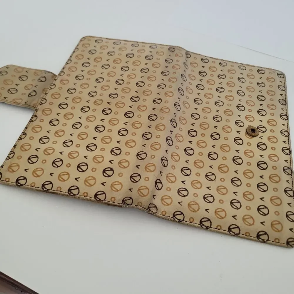Valentino Vintage Bifold Logo Tan Beige Brown Wallet Large Soft Leather Italian‎